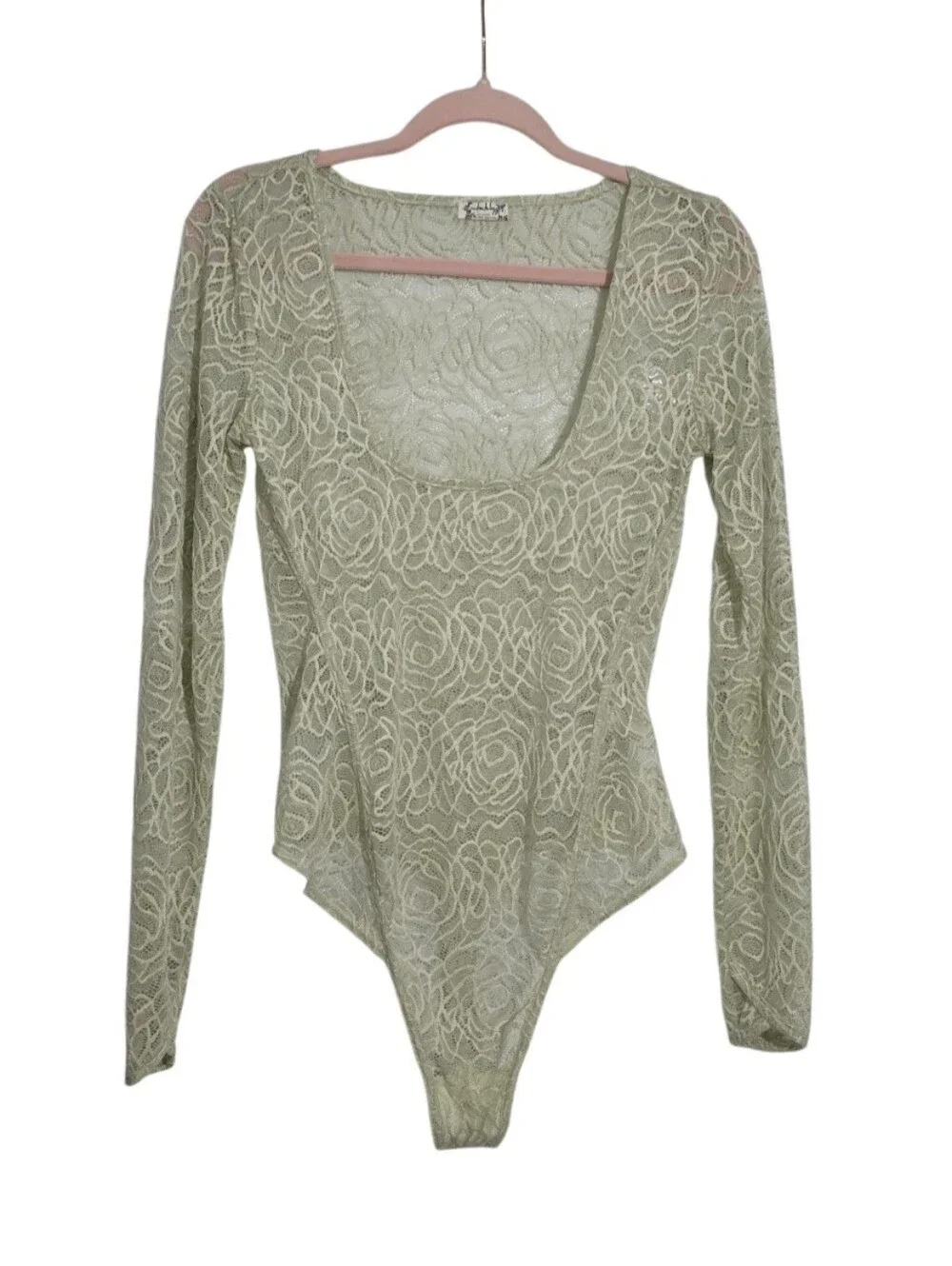 Free People In My Head Body Suit  Sheer Lace Long-Sleeve Size Small NWT